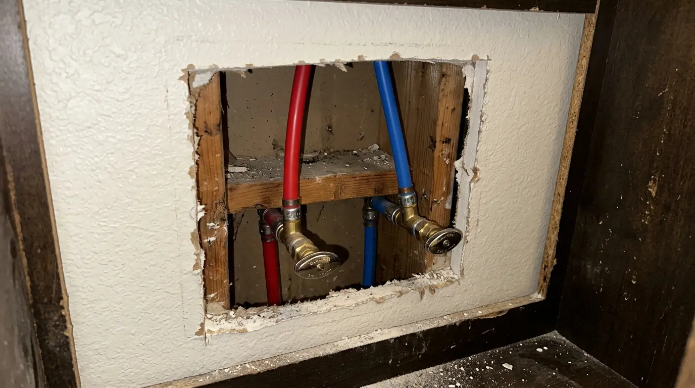 New PEX water lines with a manifold being installed through the attic during a whole house repipe in Houston