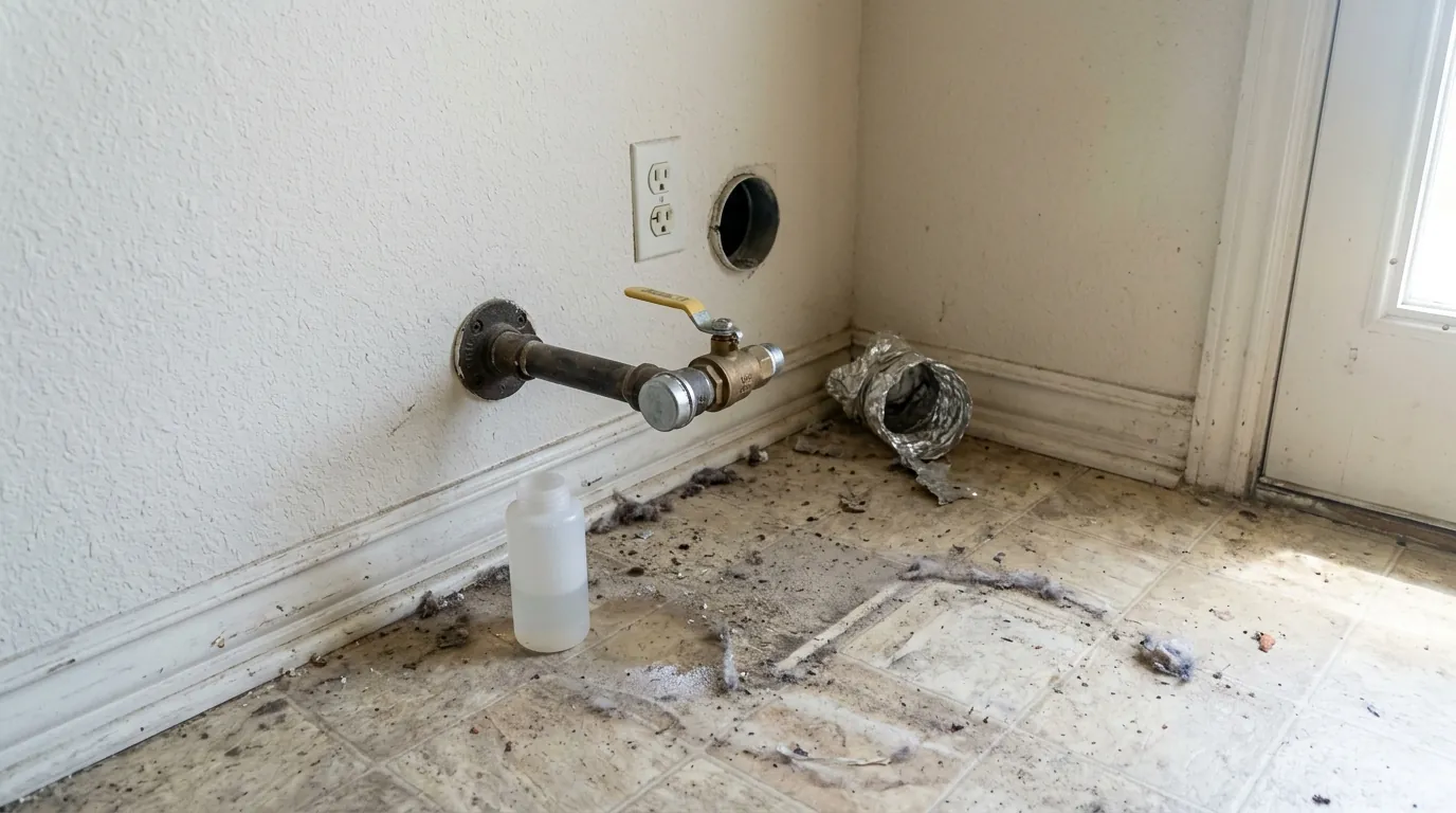 Capped gas branch isolated for a pressure test in a Houston laundry room
