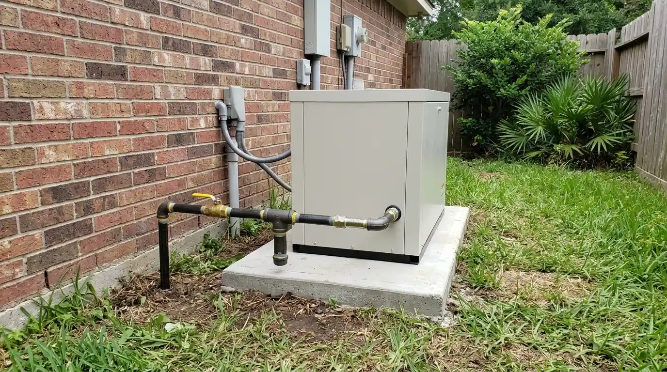 New gas line feeding a standby generator at a Houston home