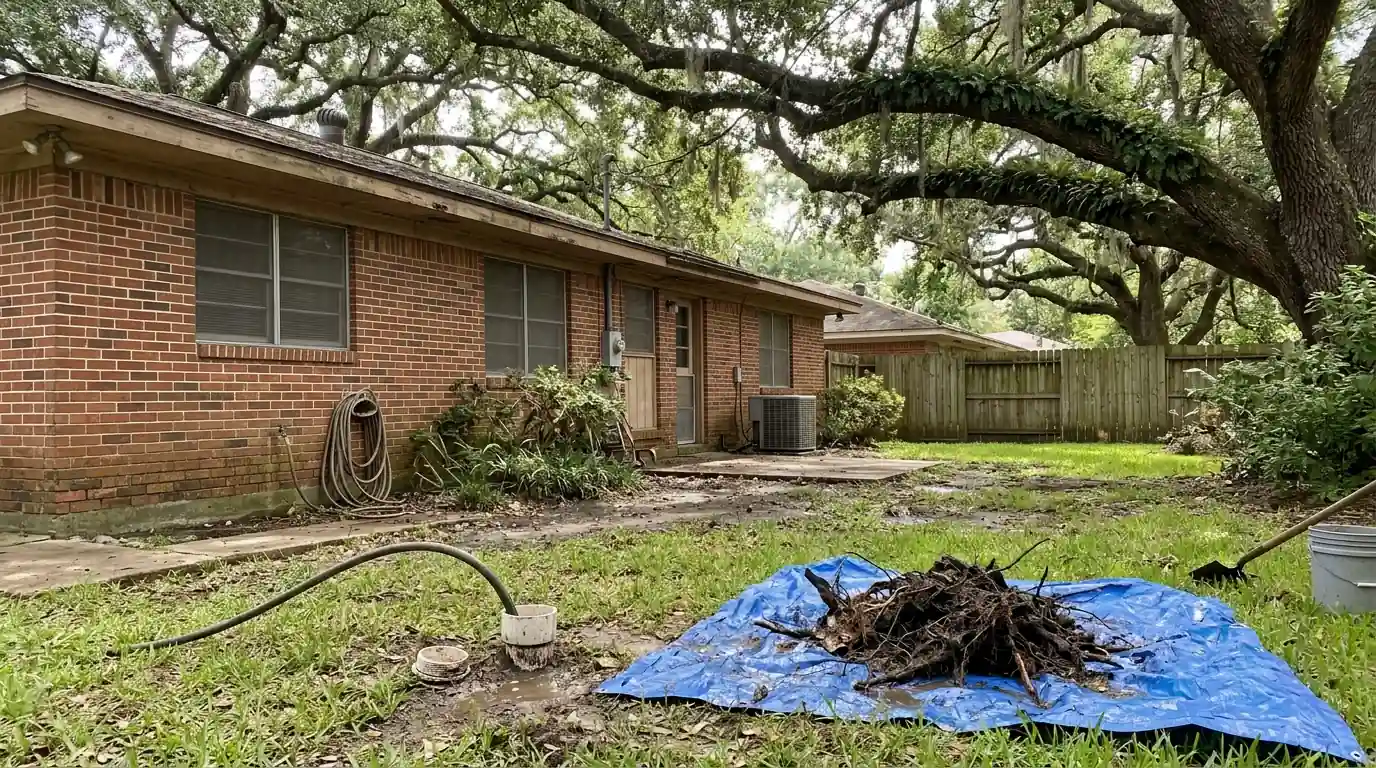 Hydro jetting a root-filled sewer line at a Golfcrest home
