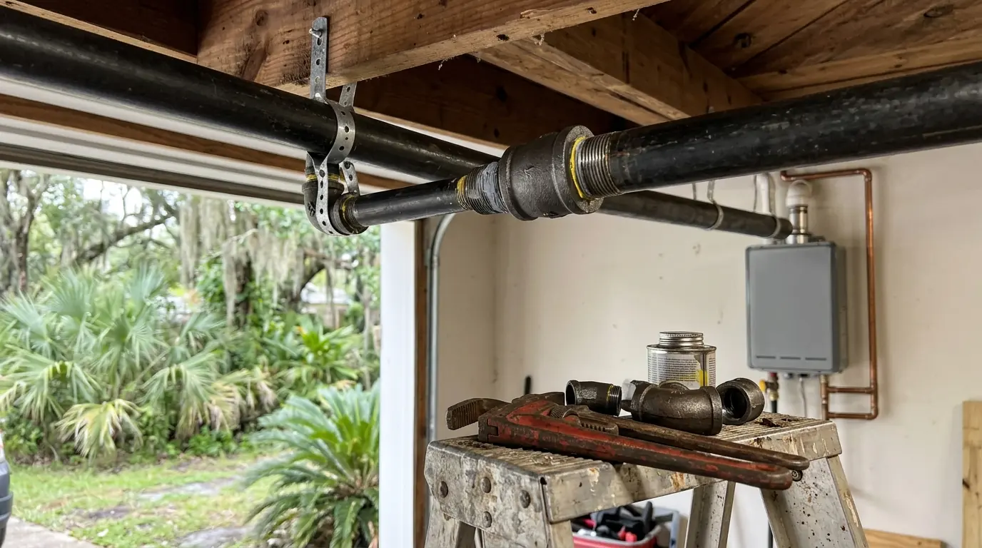 Gas line upsized for a tankless water heater install in Houston